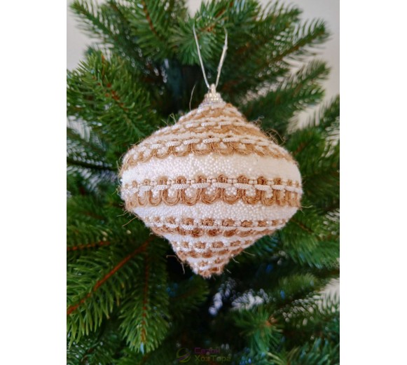 Ялинкова прикраса дзига з декором Ø80мм, ціна за набір 3 шт (SH295)